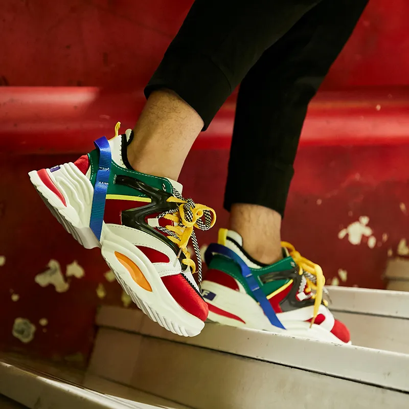 PLAY COBBLER Cushioning Anti Slip And Wear Resistant Breathable Coverage Low Top Chunky Sneakers Unisex Multicolor-6