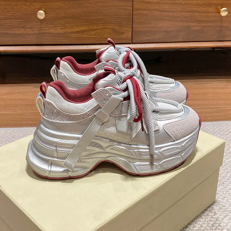 PLAY COBBLER Anti-Slip Wear-Resistant Breathable Height Increasing Low-Top Chunky Sneakers Unisex-4