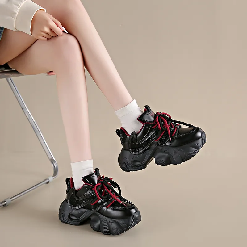 PLAY COBBLER Slip Resistant Lightweight Height Increasing Low Top Chunky Sneakers Unisex-5
