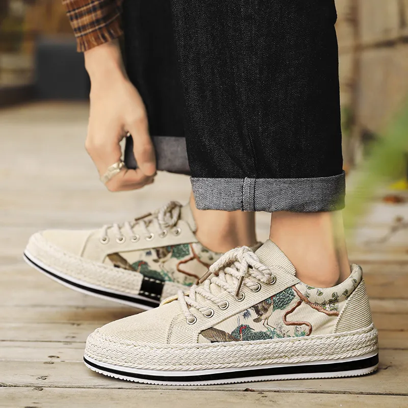 PLAY COBBLER Anti-Slip Wear-Resistant Breathable Lightweight Low-Top Canvas Shoes Men's-3
