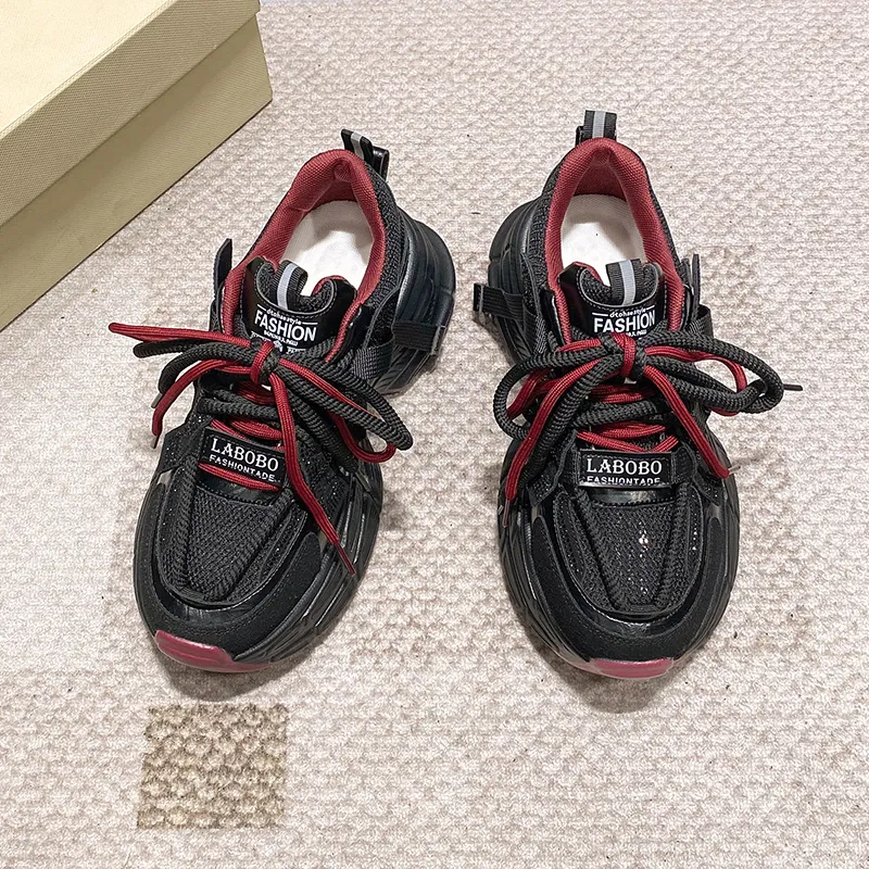 PLAY COBBLER Anti-Slip Wear-Resistant Breathable Height Increasing Low-Top Chunky Sneakers Unisex-2