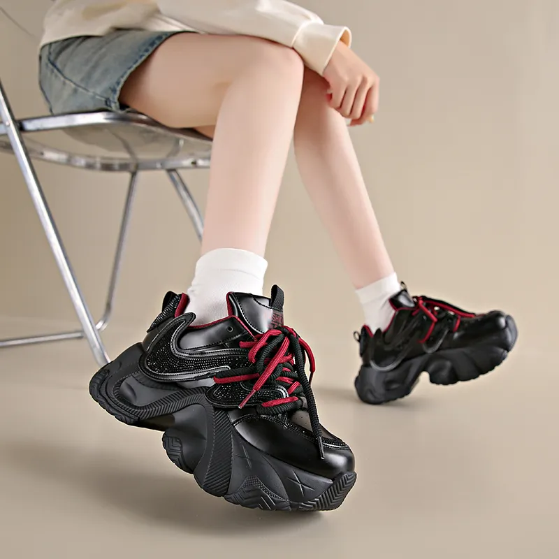 PLAY COBBLER Slip Resistant Lightweight Height Increasing Low Top Chunky Sneakers Unisex-6