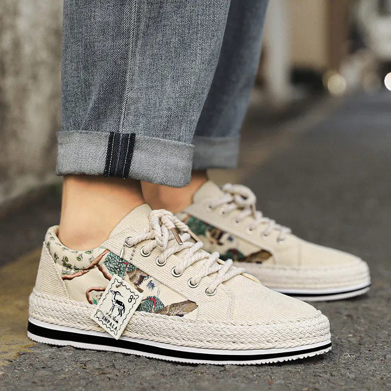 PLAY COBBLER Anti-Slip Wear-Resistant Breathable Lightweight Low-Top Canvas Shoes Men's-5