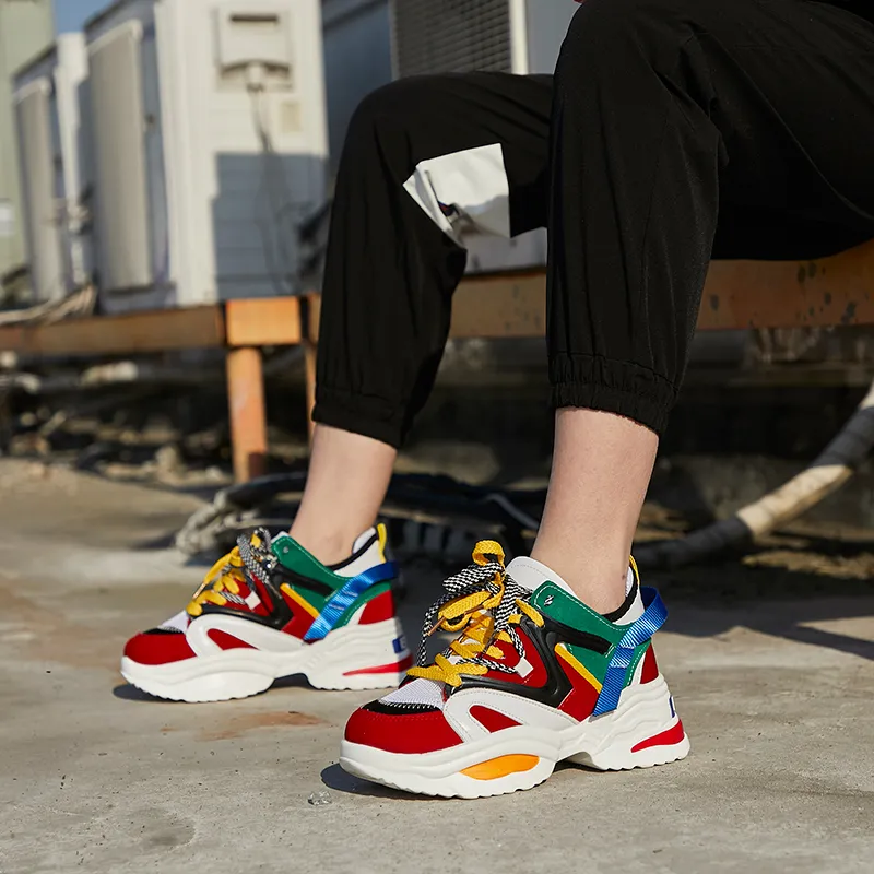 PLAY COBBLER Cushioning Anti Slip And Wear Resistant Breathable Coverage Low Top Chunky Sneakers Unisex Multicolor-3