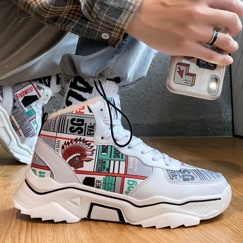 PLAY COBBLER Coverage Warm Slip-Resistant Cushioning Wear-Resistant High-Top Skateboard Shoes Unisex-31
