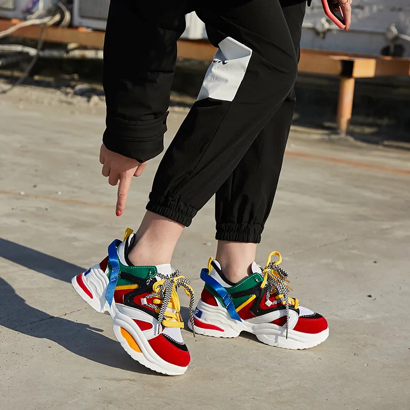 PLAY COBBLER Cushioning Anti Slip And Wear Resistant Breathable Coverage Low Top Chunky Sneakers Unisex Multicolor-2