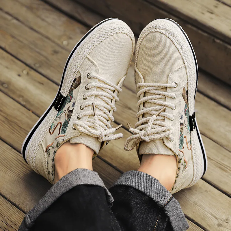 PLAY COBBLER Anti-Slip Wear-Resistant Breathable Lightweight Low-Top Canvas Shoes Men's-4