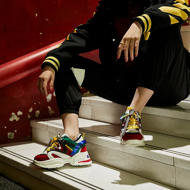 PLAY COBBLER Cushioning Anti Slip And Wear Resistant Breathable Coverage Low Top Chunky Sneakers Unisex Multicolor-4
