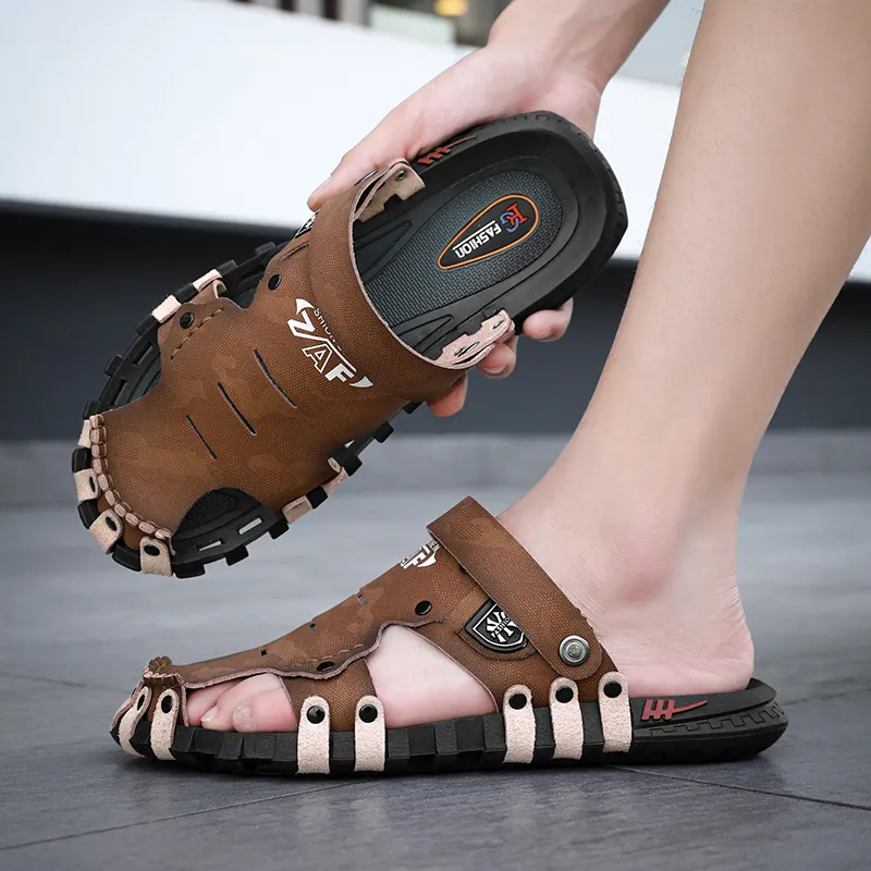 PLAY COBBLER Rubber Sole Stitching Slip Resistant Closed Toe Slippers Men's-6