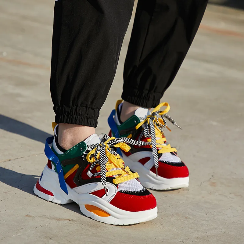 PLAY COBBLER Cushioning Anti Slip And Wear Resistant Breathable Coverage Low Top Chunky Sneakers Unisex Multicolor-1