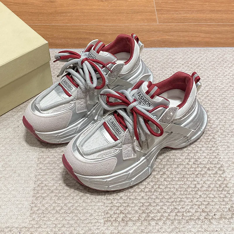 PLAY COBBLER Anti-Slip Wear-Resistant Breathable Height Increasing Low-Top Chunky Sneakers Unisex-5