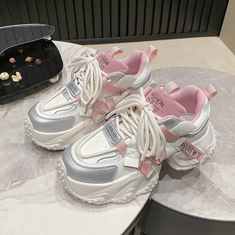 PLAY COBBLER Anti-Slip And Wear-Resistant Height Increasing Low-Top Chunky Sneakers Unisex-8