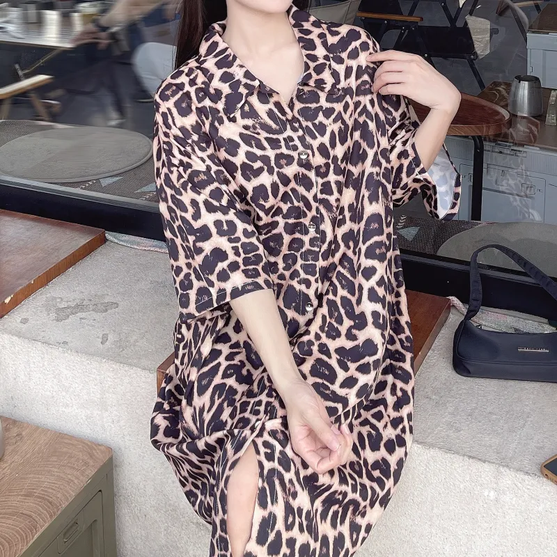 Good Fortune Nightgown Women's Leopard Print-2