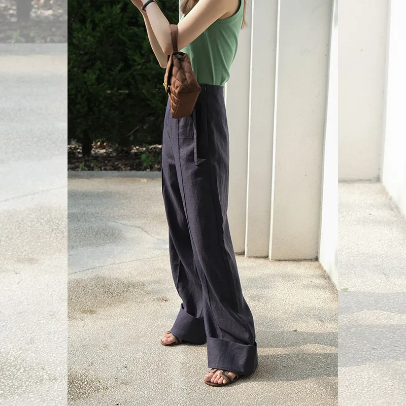 YUMOMO STAR Casual Pants Women's Elegance Navy Blue-2