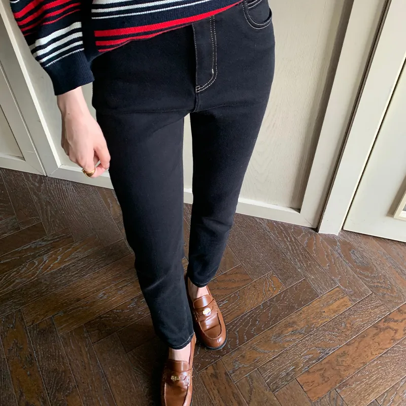 YUMOMO STAR Jeans Women's Simple Black-5