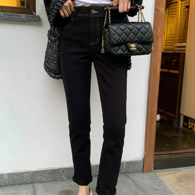YUMOMO STAR Jeans Women's Simple Black-4