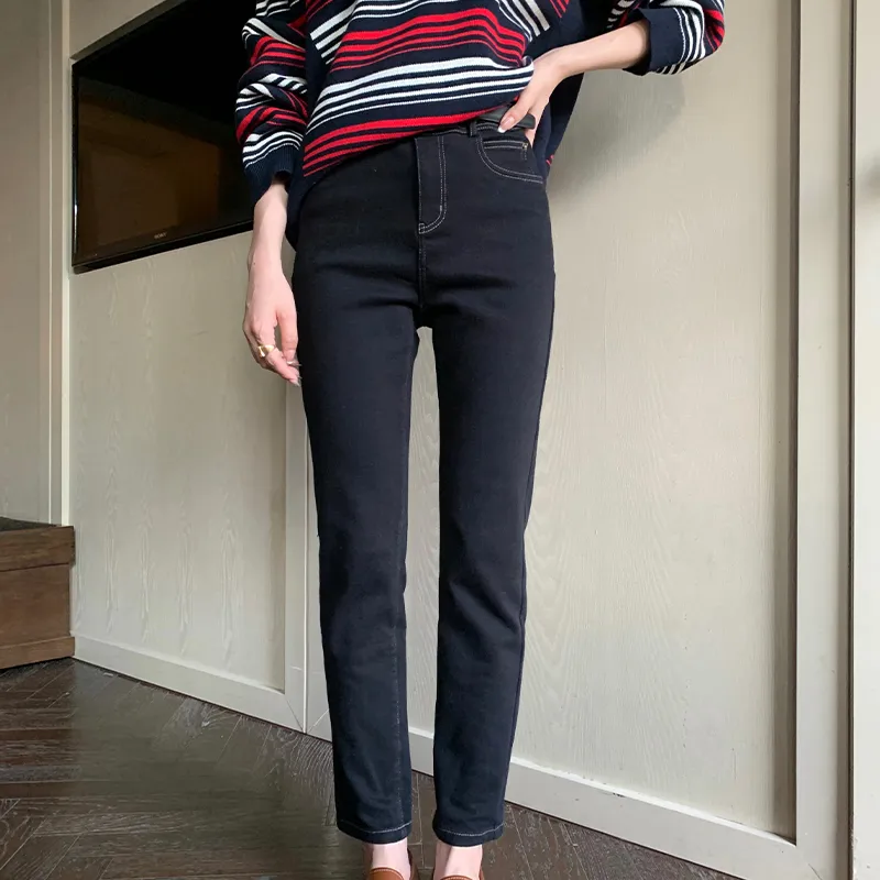 YUMOMO STAR Jeans Women's Simple Black-2