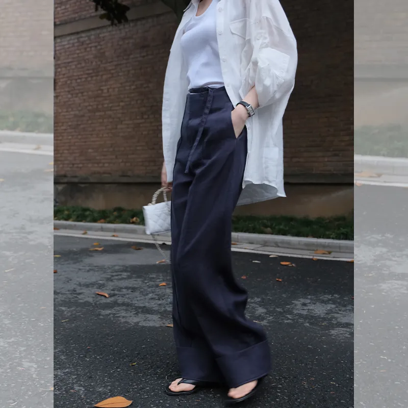 YUMOMO STAR Casual Pants Women's Elegance Navy Blue-6