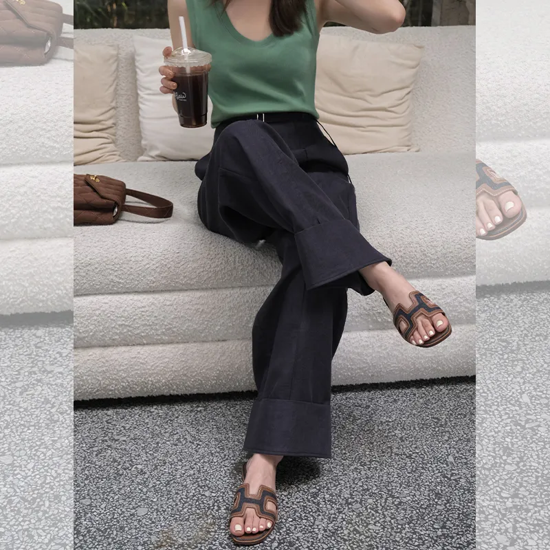 YUMOMO STAR Casual Pants Women's Elegance Navy Blue-3