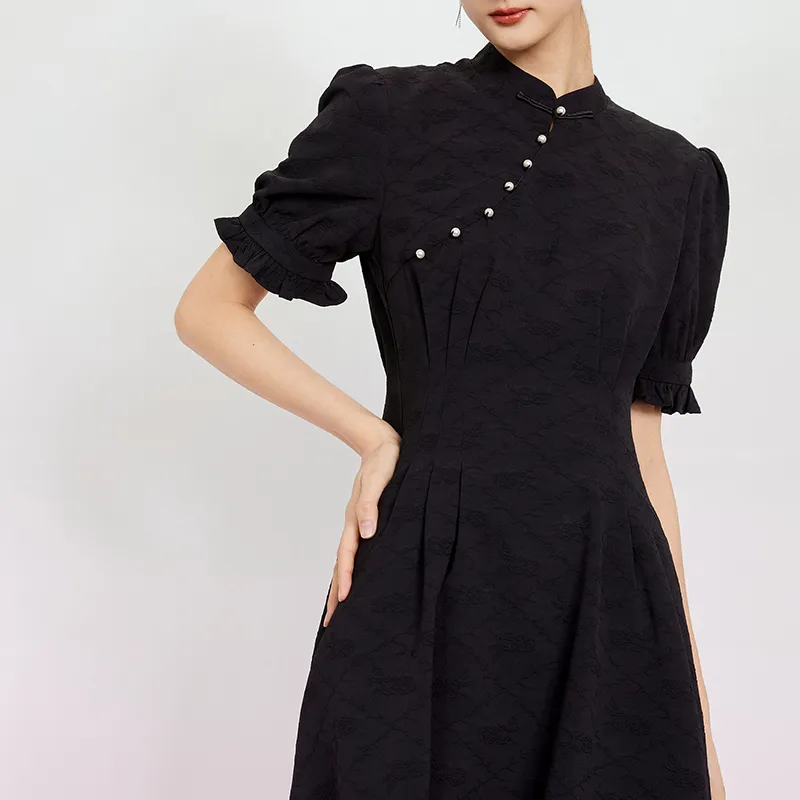 JINYE ORIENTAL Short Sleeved Dresses Women's Jet Black-2