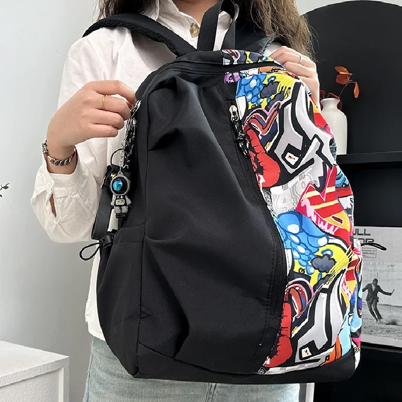 DJ.SPIRIT Nylon Fabric Backpack Regular Unisex Multicolor-3