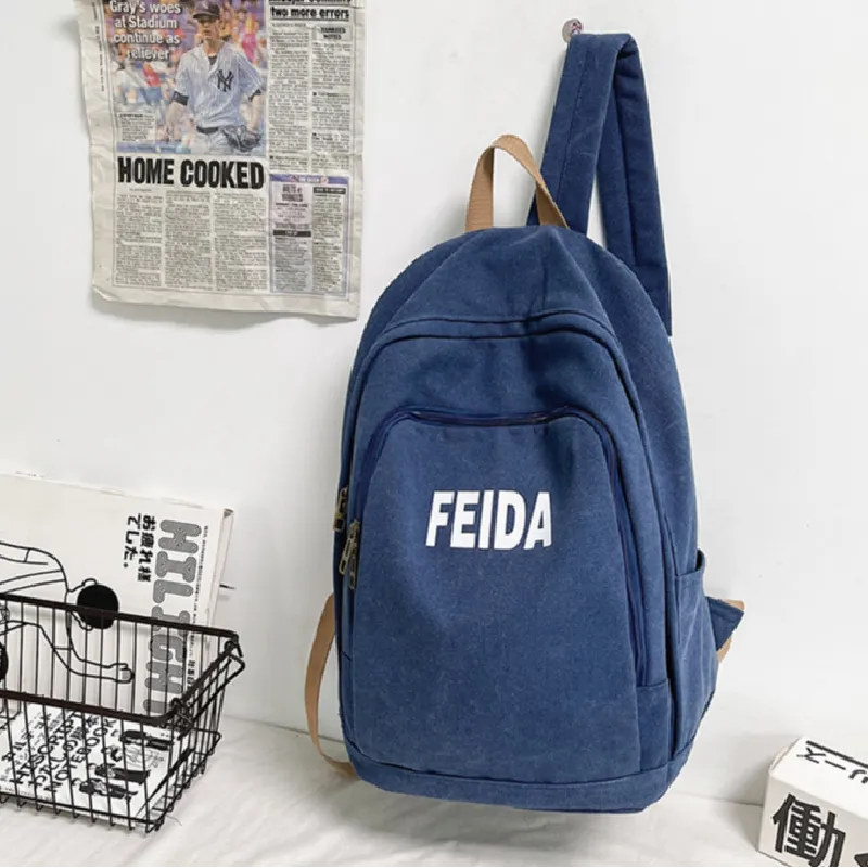 DJ.SPIRIT Canvas Backpack Regular Unisex Navy Blue-1