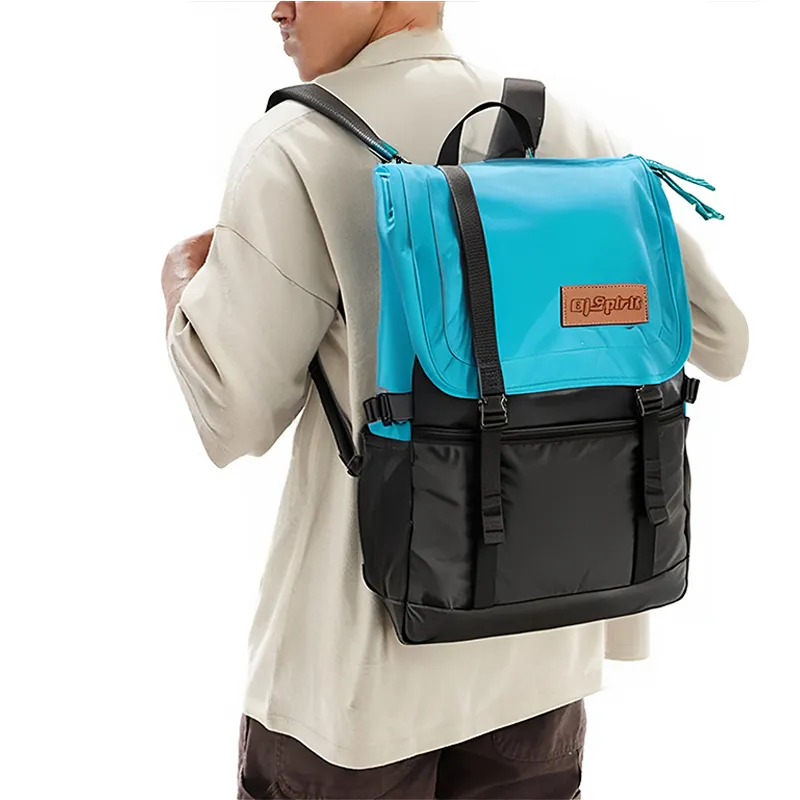 DJ.SPIRIT Nylon Backpack Regular Men's Black Blue-2