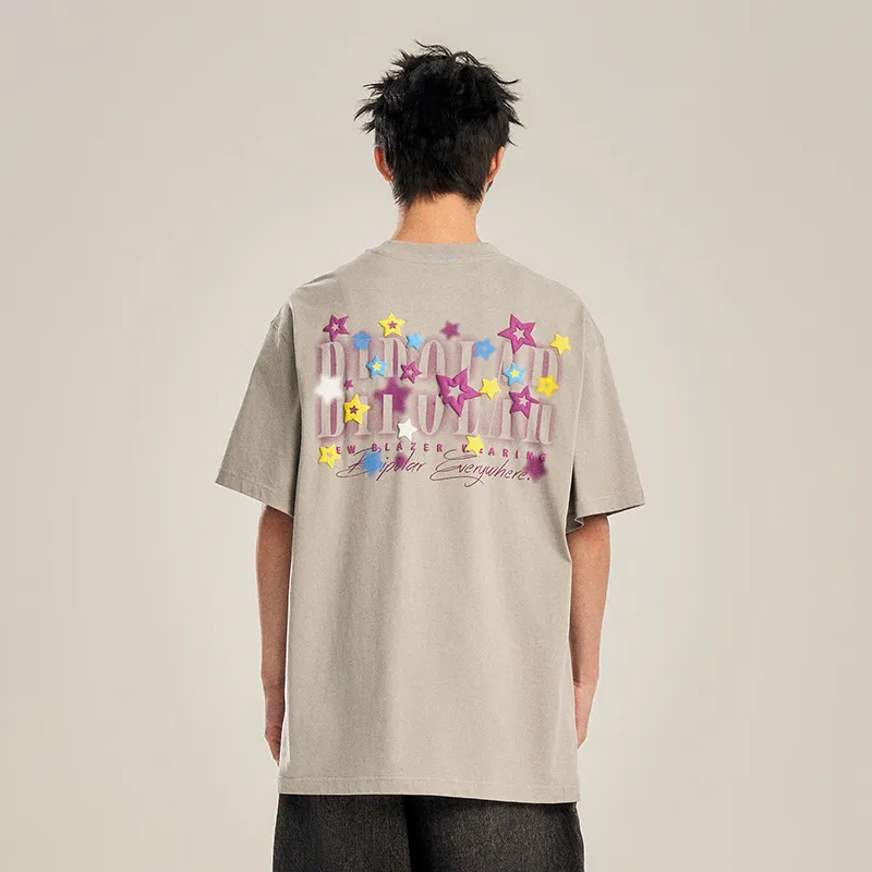 BIPOLAR Short Sleeved T Shirts Unisex Black Gray Apricot-5
