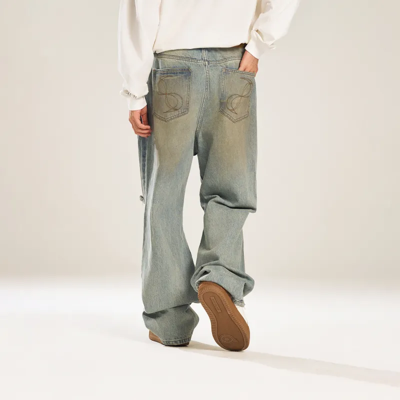 BIPOLAR All Season Jeans For Men, American Vintage Trendy Hip Hop Street Style Couple Bottom Unisex Blue-4