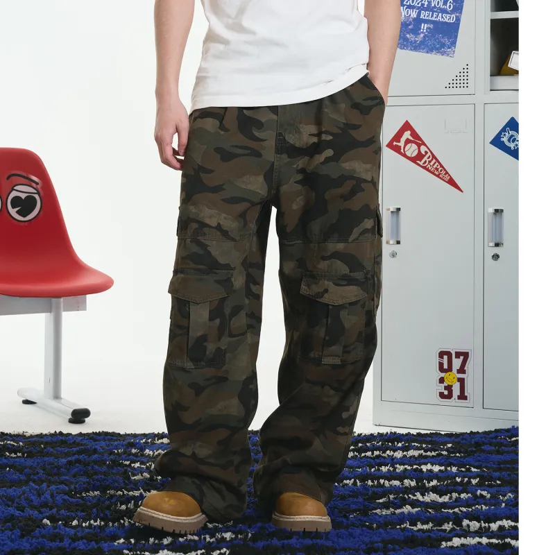 BIPOLAR Cargo Pants Unisex Green Camouflage-2