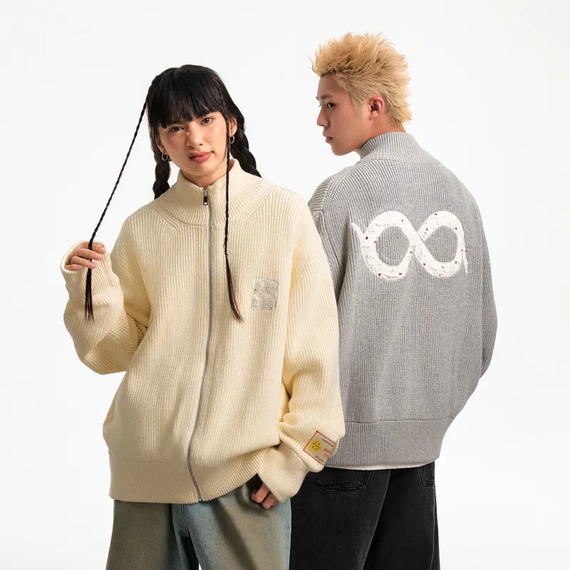 BIPOLAR Sweater Unisex Ecru Black Gray-14