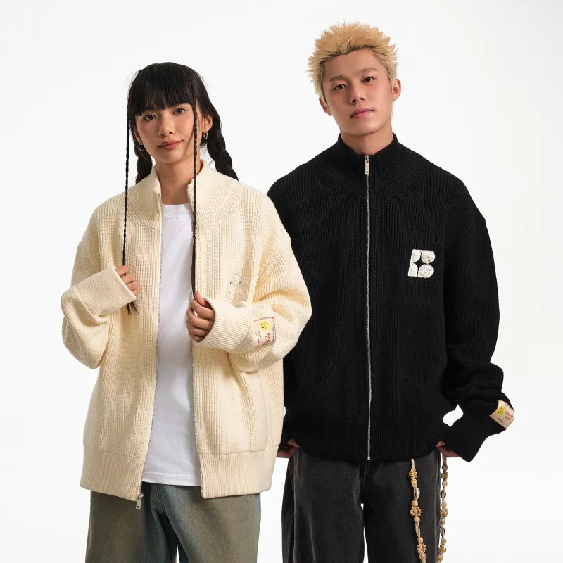 BIPOLAR Sweater Unisex Ecru Black Gray-4