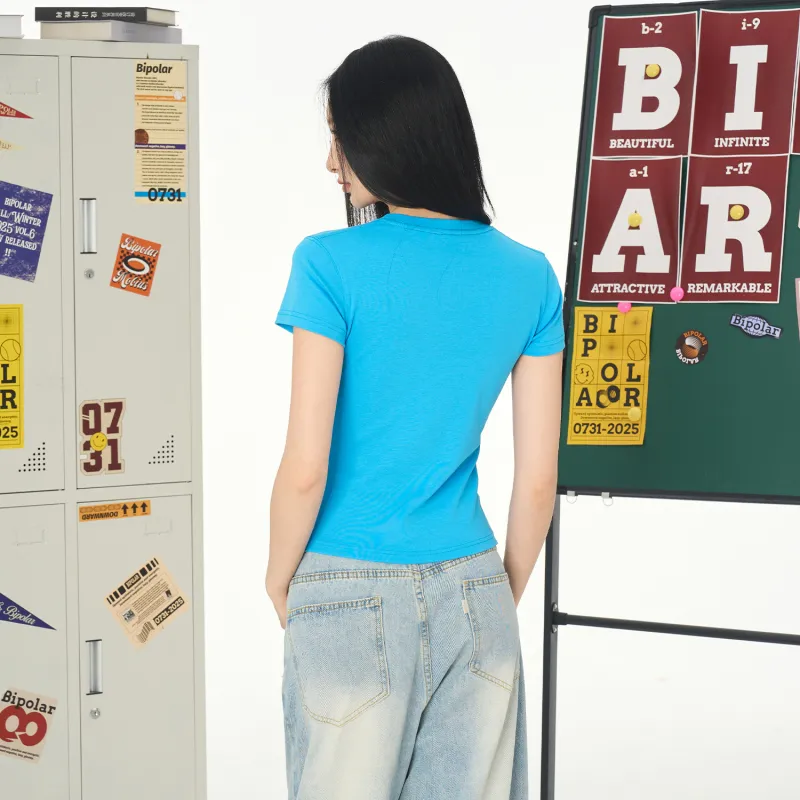 BIPOLAR Set in Sleeve Short Sleeved T Shirts Women's-8