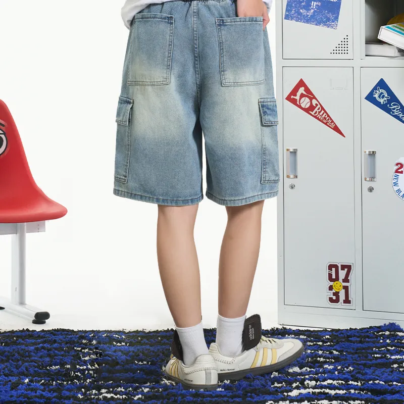 BIPOLAR Denim Shorts Unisex Light Blue-3