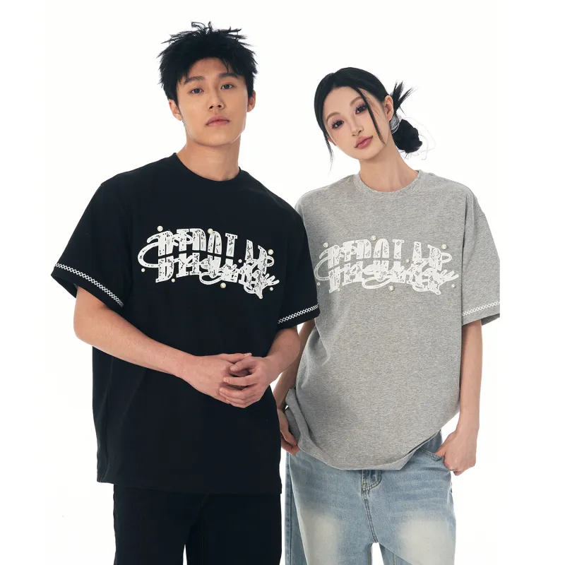 BIPOLAR Summer Men's American Vintage Hip Hop Street Style Trendy Loose Fit 100% Cotton T Shirt Unisex-11