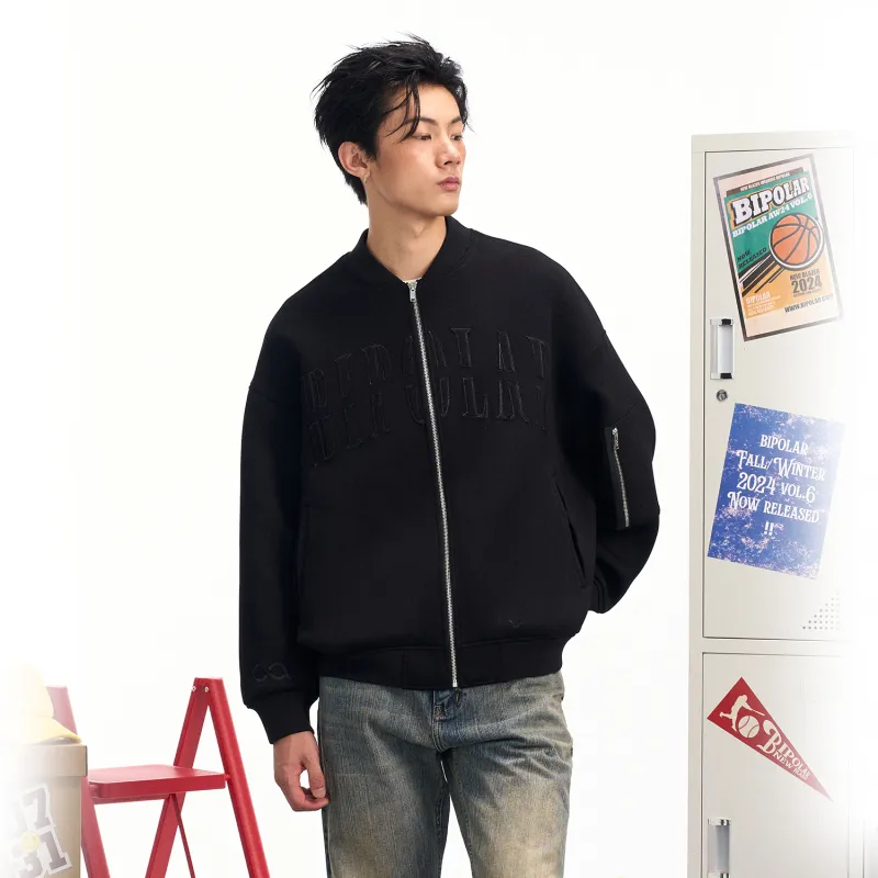 BIPOLAR Baseball Jacket Jackets & Coats Unisex Heather Gray Black-7