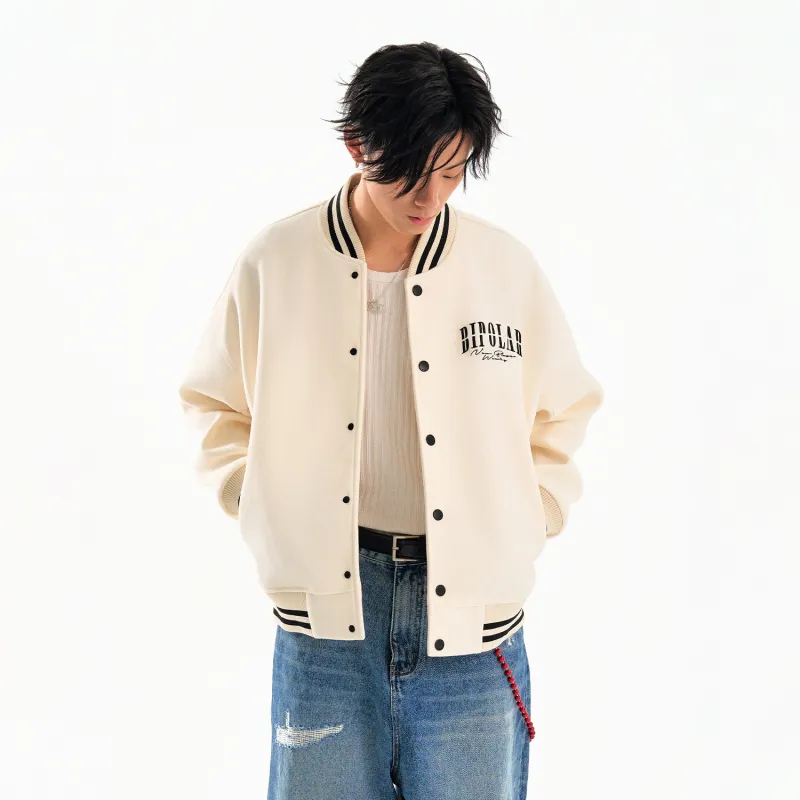 BIPOLAR Baseball Jacket Unisex Black Apricot-6