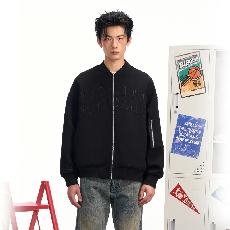 BIPOLAR Baseball Jacket Jackets & Coats Unisex Heather Gray Black-8