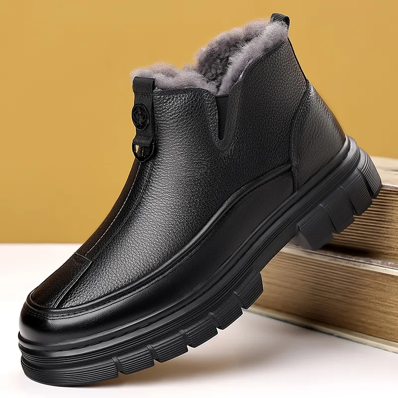 Kangaroo Head Warm Short Snow Boots Unisex Black-4