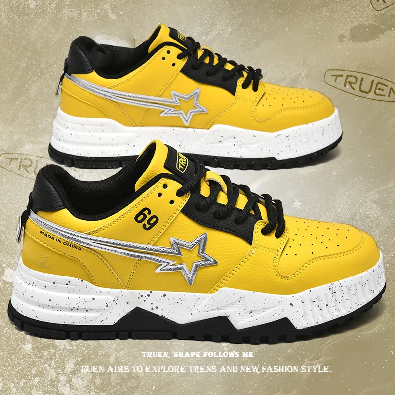 Kangaroo Head Wear Resistant Low Top Skateboard Shoes Men's Electric Mother Yellow-2