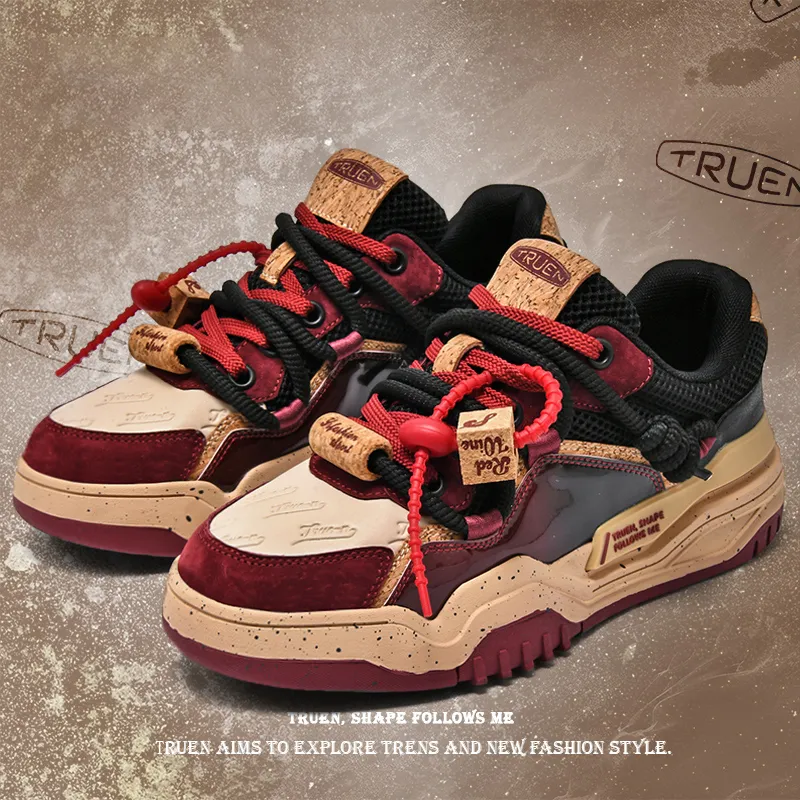 Kangaroo Head Anti-Slip Wear-Resistant Low-Top Skateboard Shoes Unisex Burgundy-4