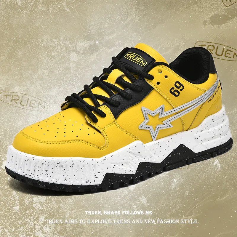 Kangaroo Head Wear Resistant Low Top Skateboard Shoes Men's Electric Mother Yellow-1