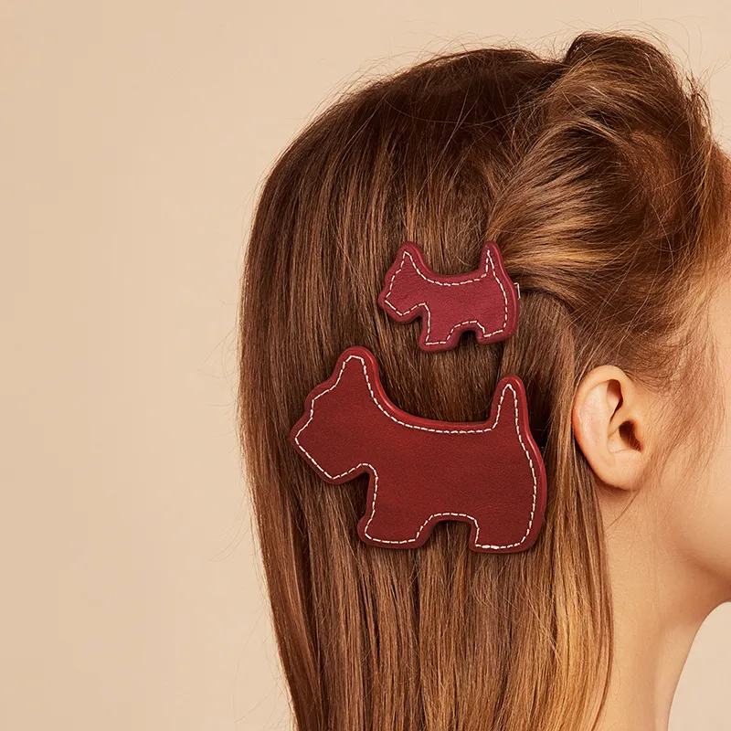 Agatha Cow Leather/Metal Hair Clips Women's Flanges Red Trumpets-2