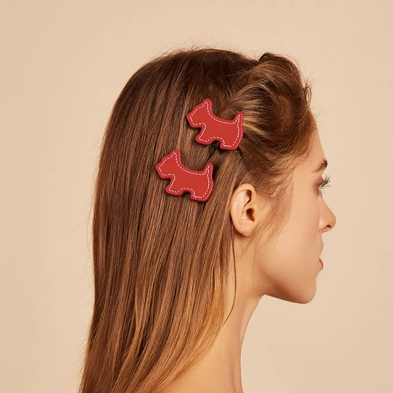 Agatha Cow Leather/Metal Hair Clips Women's Bordeaux Red Trumpets-4