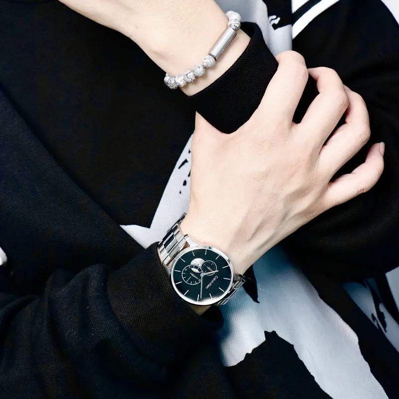 CALVIN KLEIN TIMELESS Wrist Watch Automatic Mechanical Movement Steel Strap Black Dial Men's Watches-4