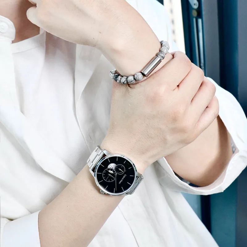CALVIN KLEIN TIMELESS Wrist Watch Automatic Mechanical Movement Steel Strap Black Dial Men's Watches-5