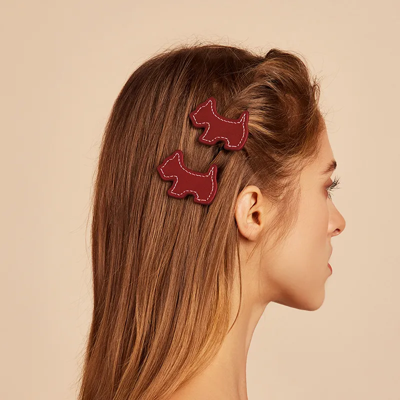 Agatha Cow Leather/Metal Hair Clips Women's Bordeaux Red Trumpets-2