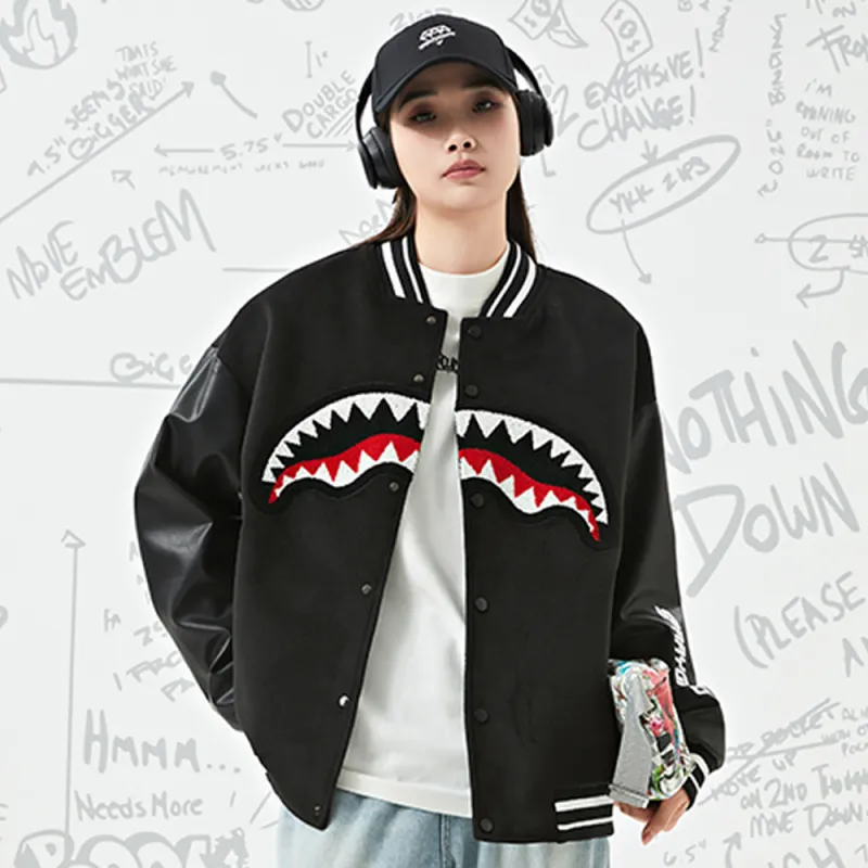 SPRAYGROUND Fall And Winter SG Shark Baseball Jacket Coat Jacket Unisex-8