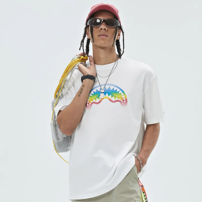 SPRAYGROUND Crew Neck Short Sleeved T Shirts Unisex Raw White-5