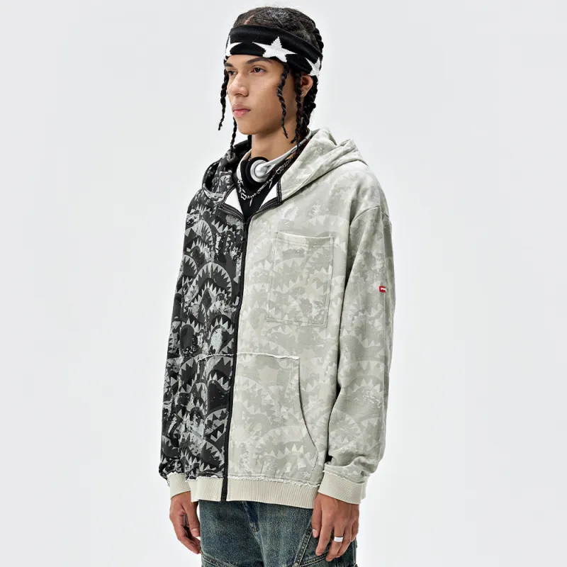 SPRAYGROUND Casual Hooded Cardigan Sweatshirt Unisex Black-3
